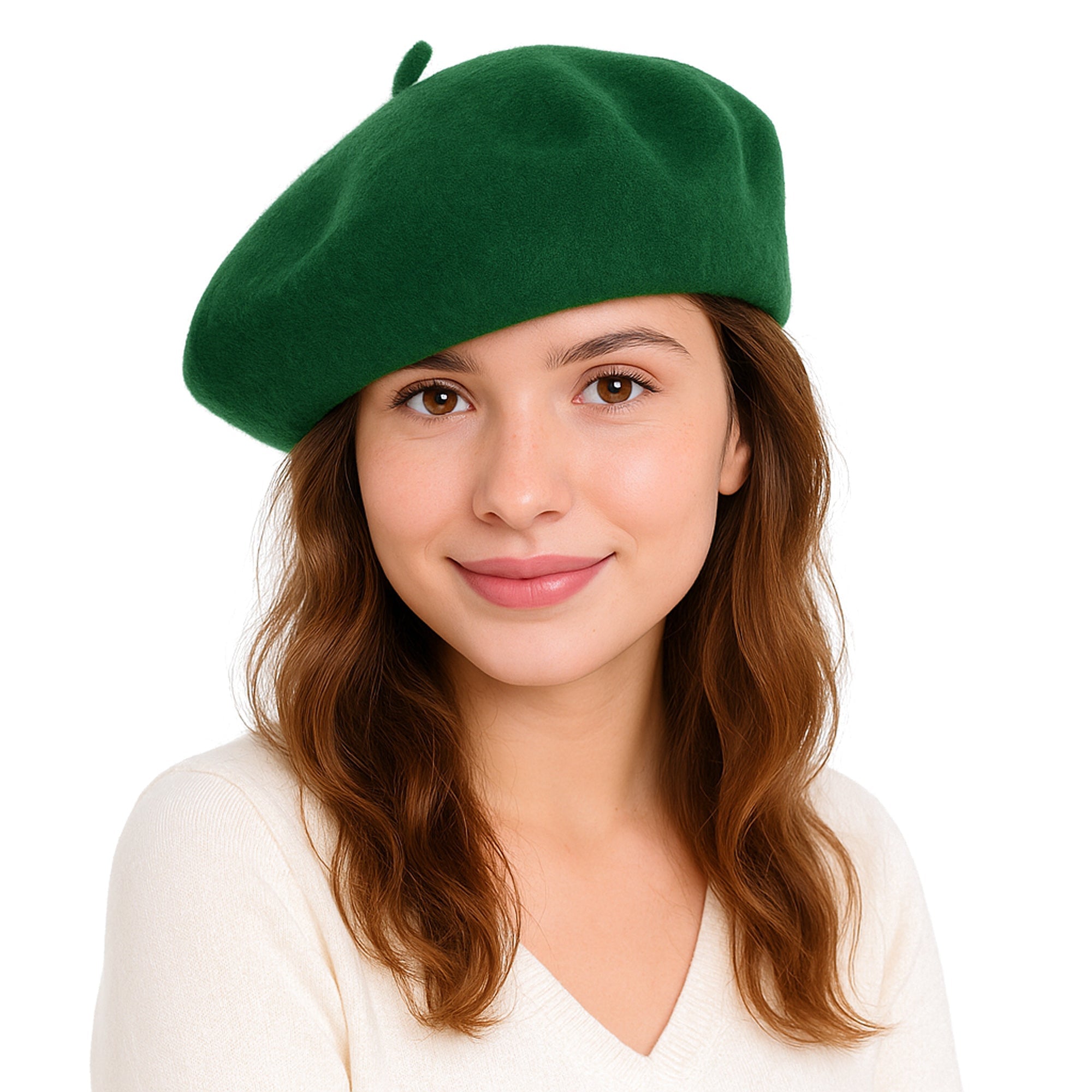 ÉTOILE DU MATIN ciemnozielony wełniany beret damski MORAMO
